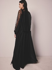 AIYLA Black Lace & Satin Long Robe - Image 5 of 10