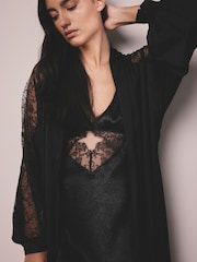 AIYLA Black Lace & Satin Long Robe - Image 6 of 10