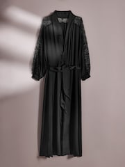 AIYLA Black Lace & Satin Long Robe - Image 7 of 10