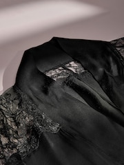 AIYLA Black Lace & Satin Long Robe - Image 8 of 10