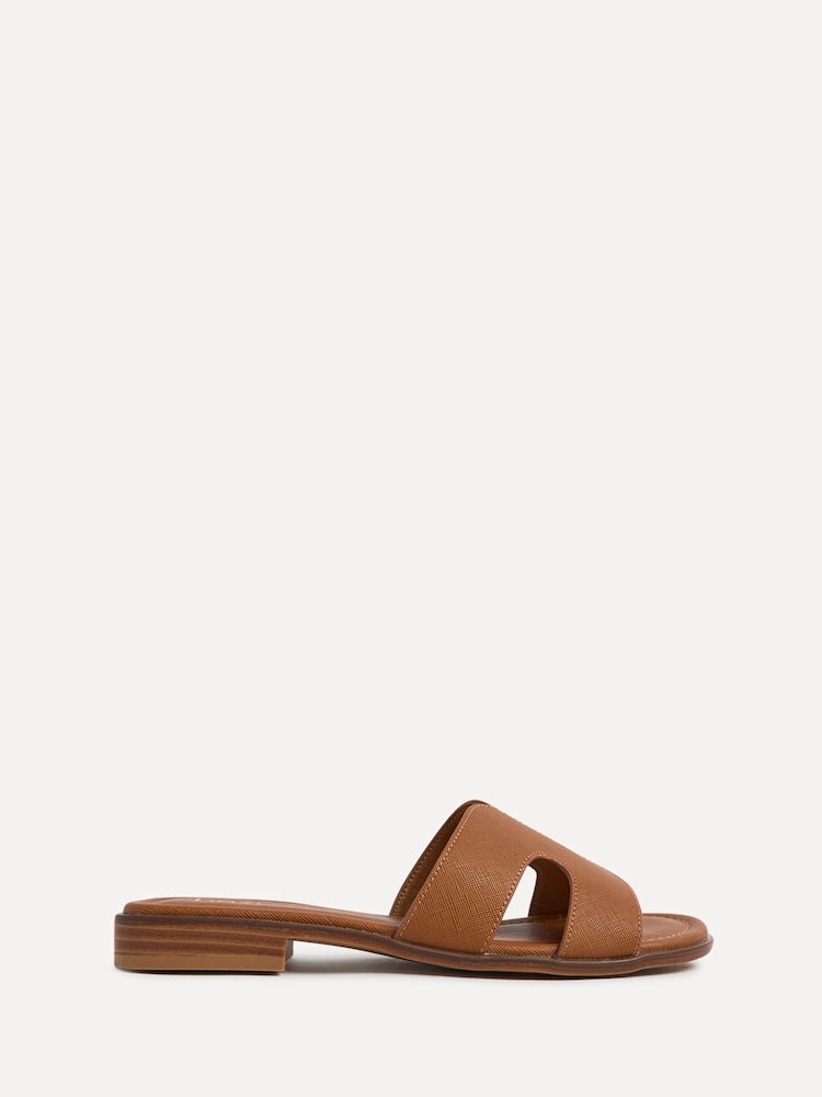 Linzi Brown Renata Flat Sliders Sandals With Open Loop Detailing - Image 2 of 5