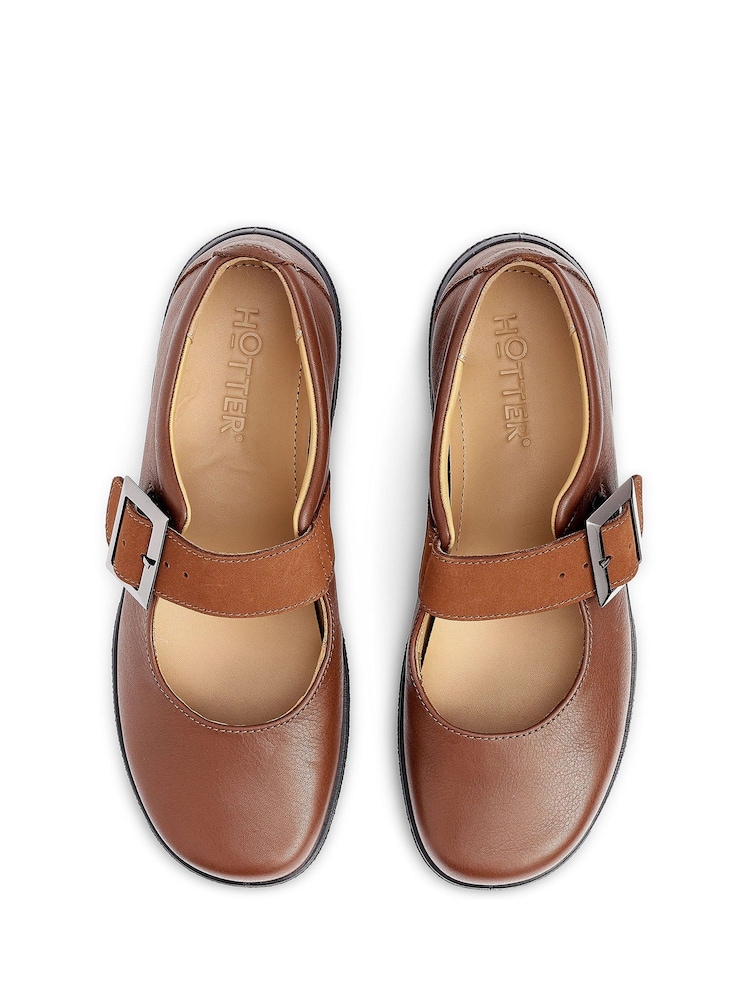 Hotter Brown Wide  Fit Penny Buckle Shoes - Image 4 of 4 Hotter Brown Wide  Fit Penny Buckle Shoes - Image 4 of 4