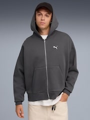 Puma Grey Wardrobe Essentials Boxy Full Zip Hoodie - Image 1 of 5