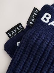 Baker by Ted Baker Navy Logo Knitted Pom Hat and Mittens Set - Image 4 of 5