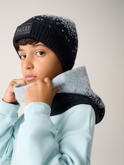 Baker by Ted Baker Navy Blue Ombre Beanie and Snood Set - Image 3 of 5