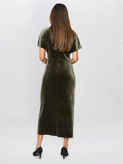Gina Bacconi Green Bev Velvet Midi Dress - Image 2 of 6