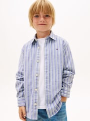 Tommy Hilfiger Blue Festive Regular Fit Stripe Oxford Shirt - Image 1 of 5