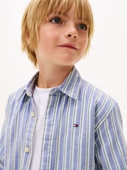 Tommy Hilfiger Blue Festive Regular Fit Stripe Oxford Shirt - Image 4 of 5