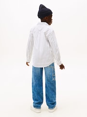 Tommy Hilfiger White Festive Regular Fit Stripe Oxford Shirt - Image 2 of 5