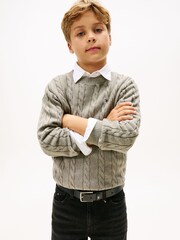 Tommy Hilfiger Grey Essential Cable Knit Jumper - Image 4 of 6