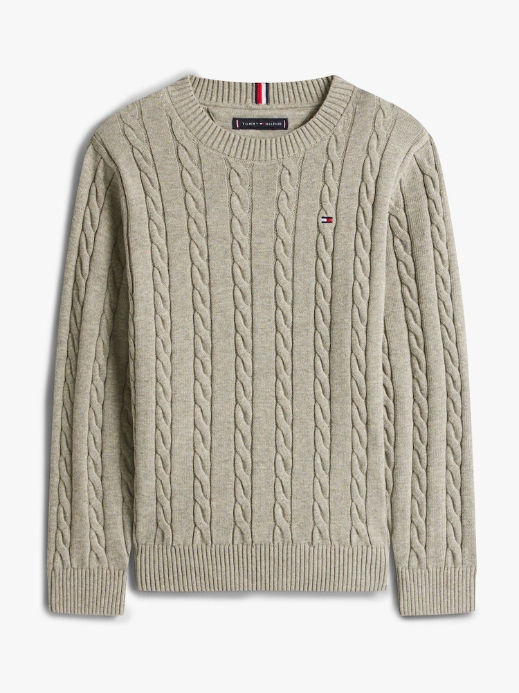 Tommy Hilfiger Grey Essential Cable Knit Jumper - Image 6 of 6
