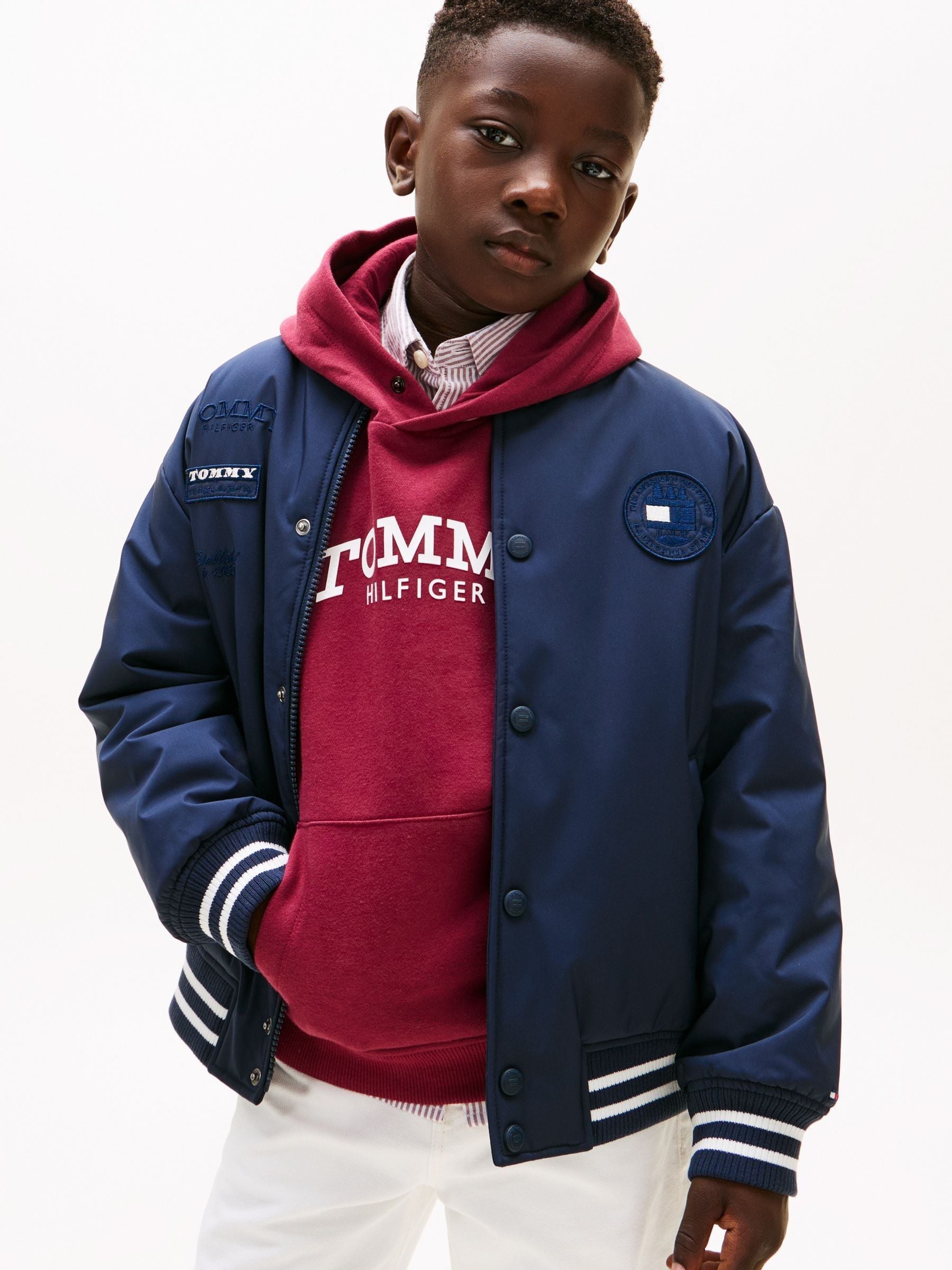 Tommy Hilfiger Kids' Graphic Bomber Jacket Blue 14Y - Image 4