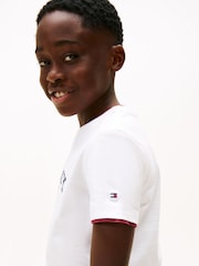 Tommy Hilfiger White Logo Print T-Shirt - Image 4 of 5