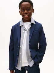 Tommy Hilfiger Blue Festive Pique Texture Regular Fit Blazer - Image 1 of 6