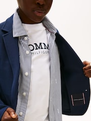 Tommy Hilfiger Blue Festive Pique Texture Regular Fit Blazer - Image 3 of 6