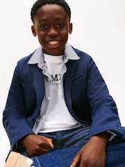 Tommy Hilfiger Blue Festive Pique Texture Regular Fit Blazer - Image 5 of 6