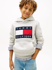 Tommy Hilfiger Grey Heritage Flag Badge Terry Hoodie - Image 1 of 5