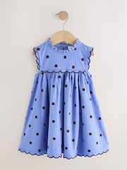 Blue Spot Sleeveless Scallop Detail Summer Dress (3mths-7yrs) - Image 5 of 8