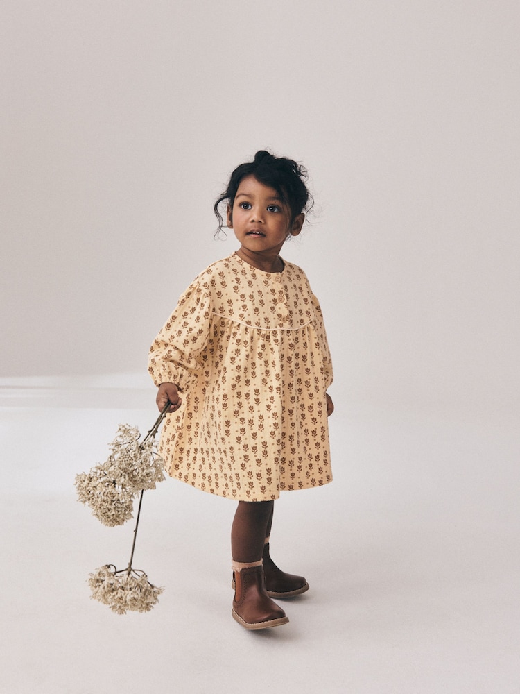 Neutral/Blumenmuster - Long Puff Sleeve Dress (3mths-7yrs) - Bild 2 von 9