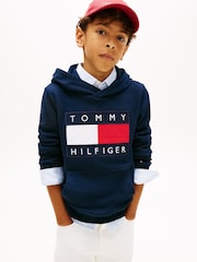 Tommy Hilfiger Blue Heritage Flag Badge Terry Hoodie - Image 1 of 5