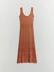 BHOEM Metallic Gold Orange Knitted Sleeveless Midi Dress - Image 6 of 6