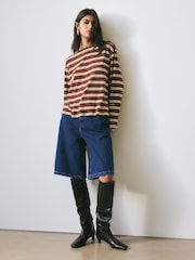BHOEM Striped Long Sleeve Brown T-Shirt With Embroidery Detail - Image 2 of 6