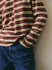 BHOEM Striped Long Sleeve Brown T-Shirt With Embroidery Detail - Image 3 of 6