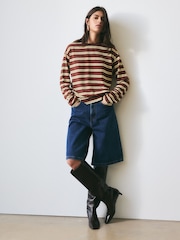 BHOEM Striped Long Sleeve Brown T-Shirt With Embroidery Detail - Image 5 of 6