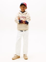 Tommy Hilfiger Brown Logo Print Fleece Hoodie - Image 2 of 5