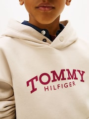 Tommy Hilfiger Brown Logo Print Fleece Hoodie - Image 4 of 5