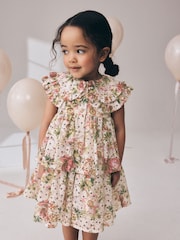 Floral Sleeveless Lace Collar Tiered Dress (3mths-7yrs) - Image 1 of 9