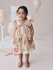 Floral Sleeveless Lace Collar Tiered Dress (3mths-7yrs) - Image 3 of 9