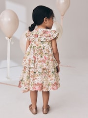 Floral Sleeveless Lace Collar Tiered Dress (3mths-7yrs) - Image 4 of 9