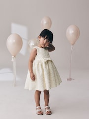 Ecru - Sleeveless Scuba Textured Dress (3mths-7yrs) - Obraz 1 z 10