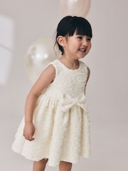 Ecru - Sleeveless Scuba Textured Dress (3mths-7yrs) - Obraz 2 z 10