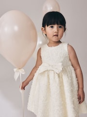 Ecru - Sleeveless Scuba Textured Dress (3mths-7yrs) - Obraz 3 z 10