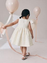 Ecru - Sleeveless Scuba Textured Dress (3mths-7yrs) - Obraz 4 z 10