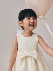 Ecru - Sleeveless Scuba Textured Dress (3mths-7yrs) - Obraz 5 z 10
