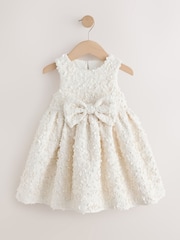 Ecru - Sleeveless Scuba Textured Dress (3mths-7yrs) - Obraz 6 z 10