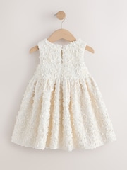 Ecru - Sleeveless Scuba Textured Dress (3mths-7yrs) - Obraz 7 z 10