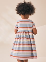 Blue Pink Stripe Short Sleeve Ribbed Dress (3mths-7yrs) - Image 3 of 8