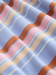 Blue Pink Stripe Short Sleeve Ribbed Dress (3mths-7yrs) - Image 7 of 8