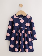 Green Stripe/Navy Spot/Red Stripe Long Sleeve Ribbed Dresses 3 Pack (3mths-7yrs) - Image 3 of 7