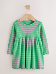 Green Stripe/Navy Spot/Red Stripe Long Sleeve Ribbed Dresses 3 Pack (3mths-7yrs) - Image 4 of 7