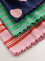 Green Stripe/Navy Spot/Red Stripe Long Sleeve Ribbed Dresses 3 Pack (3mths-7yrs) - Image 7 of 7