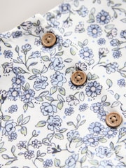 Ecru Blue Ditsy Long Sleeve Tiered Dress (3mths-7yrs) - Image 8 of 9