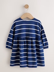 Navy Stripe Ladybird Long Sleeve Button Dress (3mths-7yrs) - Image 6 of 9