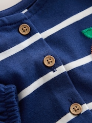 Navy Stripe Ladybird Long Sleeve Button Dress (3mths-7yrs) - Image 8 of 9