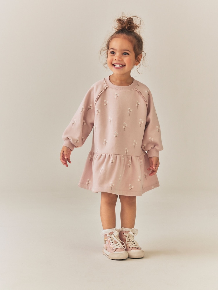 Cream Pink Ditsy Floral - Robe de survêtement à manches longues (3mths-7yrs) - Image 1 de 8