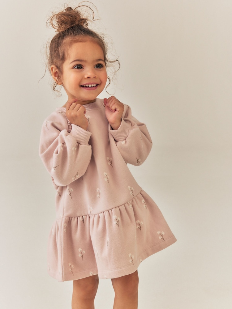 Cream Pink Ditsy Floral - Robe de survêtement à manches longues (3mths-7yrs) - Image 2 de 8